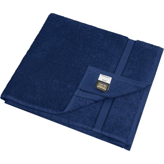 ein blaues handtuch auf einem weißen hintergrund gefaltet Bath Towel - Badetuch im dezenten Design (Bild 1)