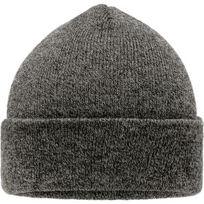 Melange Beanie - Melierte Strickmütze mit Umschlag
