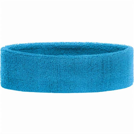 ein blaues kopfband mit weißem hintergrund Terry Headband - Frottee Stirnband für Sport und Freizeit (Bild 1)