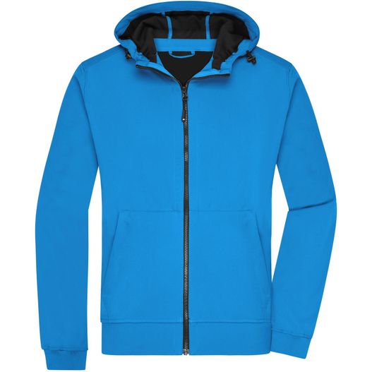 eine blaue jacke mit kapuze und reißverschluss Men's Hooded Softshell Jacket - Softshelljacke mit Kapuze im sportlichen Design (Bild 1)