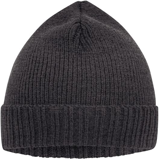 ein schwarzer hut auf weißem hintergrund Basic Knitted Beanie - Promotion Strickmütze mit Umschlag (Bild 1)