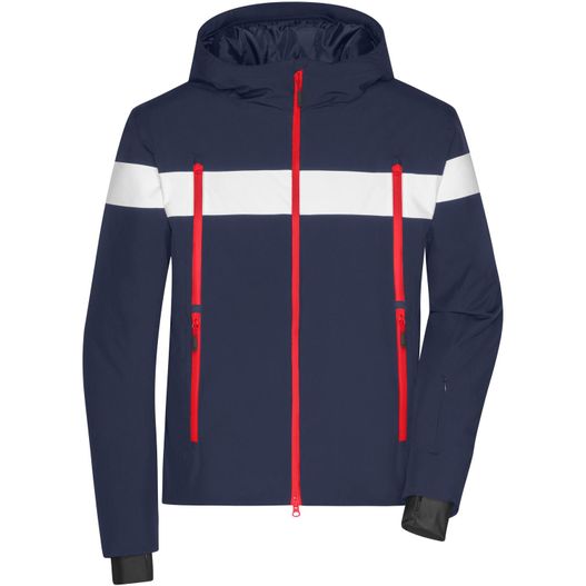 eine navy und weiße jacke mit roten trimmen Men's Wintersport Jacket - Sportliche, wasserdichte Winterjacke mit sorona®AURA Wattierung (nachwachsender, pflanzlicher Rohstoff) (Bild 1)
