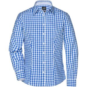 Ladies' Checked Blouse - Modisches Karoshirt mit Uni-Einsätzen an Kragen und Manschette