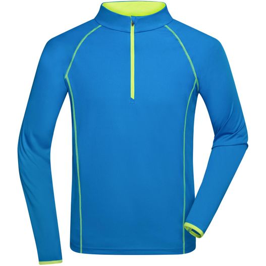 ein blaues und gelbes herrenhemd Men's Sports Shirt Longsleeve - Langarm Funktionsshirt für Fitness und Sport (Bild 1)