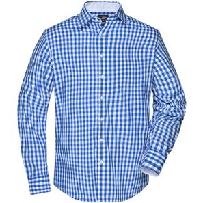 Men's Checked Shirt - Modisches Karoshirt mit Uni-Einsätzen an Kragen und Manschette