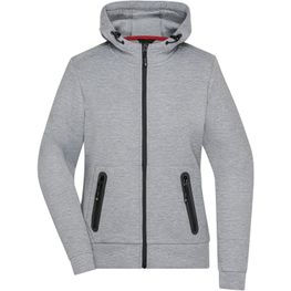 Ladies' Hooded Jacket - Kapuzenjacke mit modischen Details in Melange-Optik