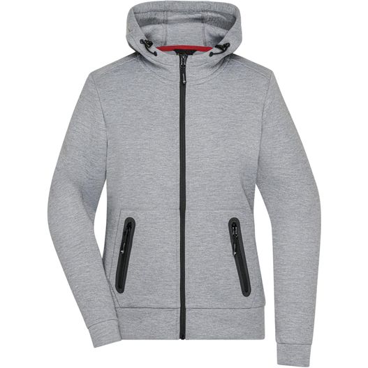 Ladies' Hooded Jacket - Kapuzenjacke mit modischen Details in Melange-Optik (Bild 1)