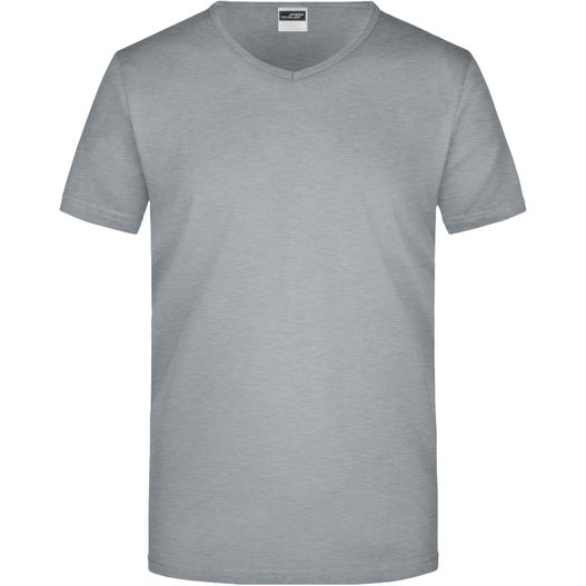 a grey t - hemd mit v - hals Men's Slim Fit V-T - Figurbetontes V-Neck-T-Shirt (Bild 1)