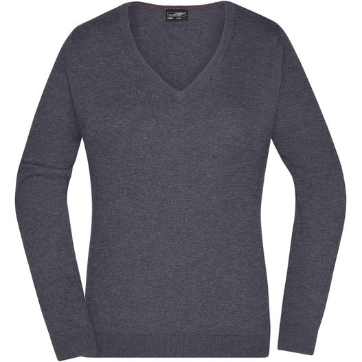 ein weiblicher pullover mit einem v-hals Ladies' V-Neck Pullover - Klassischer Baumwoll-Pullover (Bild 1)