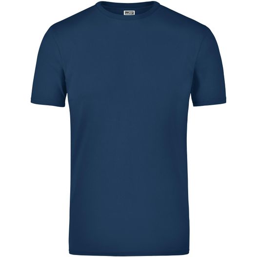 ein navy t shirt mit einem weißen logo auf der brust Elastic-T - T-Shirt mit Elasthan (Bild 1)
