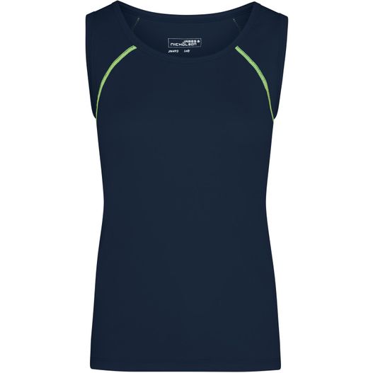 ein frauen navy tank top mit neon grün trim Ladies' Sports Tanktop - Funktionstop für Fitness und Sport (Bild 1)