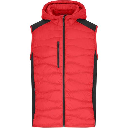 Men's Hybrid Vest - Sportliche Weste mit Kapuze im attraktiven Materialmix (Bild 1)