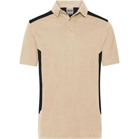ein beige und schwarzes poloshirt Men's Workwear Polo - STRONG - - Strapazierfähiges und pflegeleichtes Polo mit Kontrasteinsätzen (Bild 1)