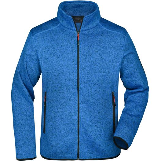 eine blaue jacke mit reißverschluss vorne Men's Knitted Fleece Jacket - Modische Strickfleece Jacke mit Stehkragen (Bild 1)
