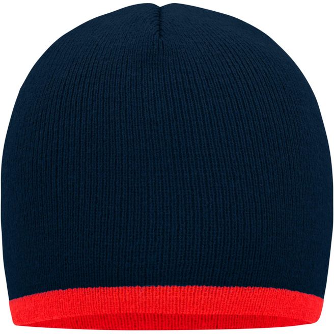 Beanie with Contrasting Border - Enganliegende Strickmütze ohne Umschlag