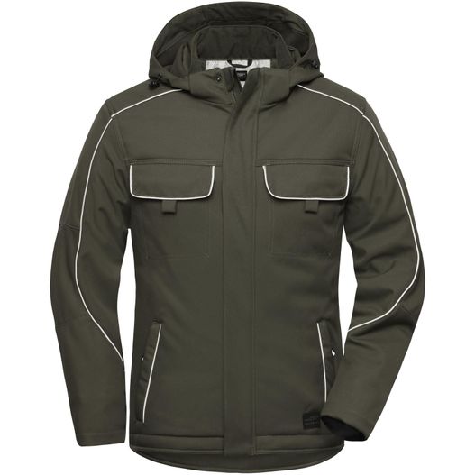 eine grüne jacke mit kapuze und kapuze Workwear Softshell Padded Jacket - SOLID - - Professionelle Softshelljacke mit warmem Innenfutter und hochwertigen Details im cleanen Look (Bild 1)