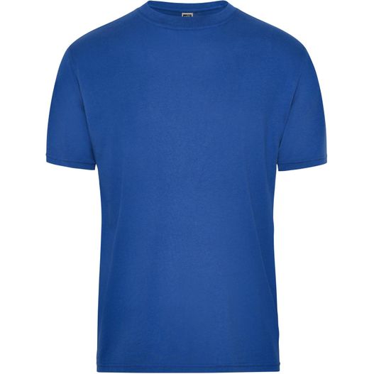 ein blaues t-shirt mit einem weißen logo auf der brust Men's BIO Workwear T-Shirt - Strapazierfähiges und pflegeleichtes T-Shirt (Bild 1)