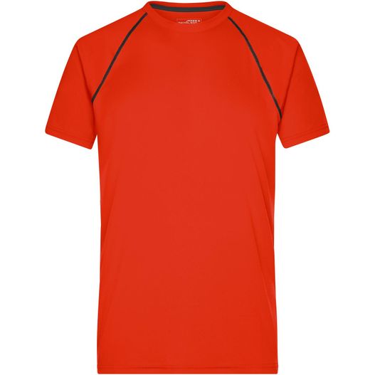 ein rotes hemd mit einem schwarzen streifen auf der brust Men's Sports T-Shirt - Funktionsshirt für Fitness und Sport (Bild 1)