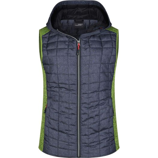 frauenweste mit kapuze Ladies' Knitted Hybrid Vest - Weste im stylischen Materialmix (Bild 1)