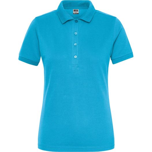 ein frauenblaues poloshirt Ladies' BIO Stretch-Polo Work - SOLID - - Polo aus weichem Elastic-Piqué (Bild 1)