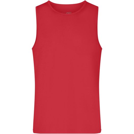eine rote tankplatte mit rundem hals Men's Active Tanktop - Funktionstop für Freizeit und Sport (Bild 1)