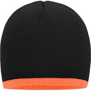 Beanie with Contrasting Border - Enganliegende Strickmütze ohne Umschlag
