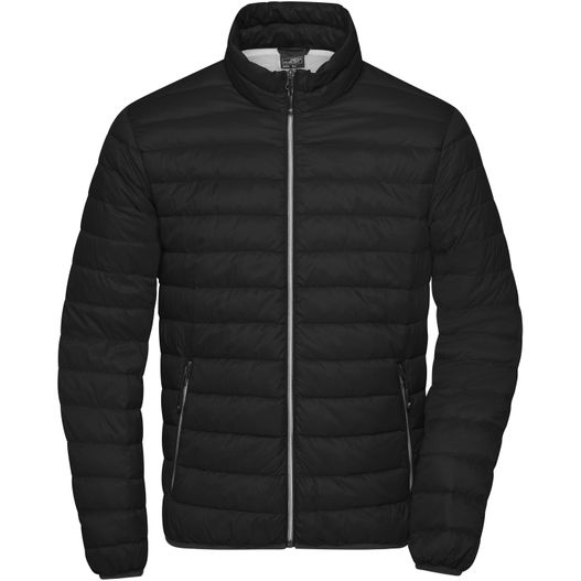 eine schwarze jacke mit kapuze und reißverschluss Men's Down Jacket - Leichte Daunenjacke im klassischen Design (Bild 1)