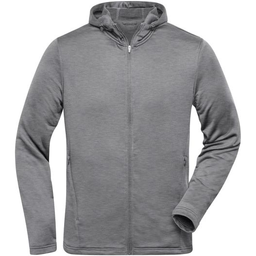 eine graue jacke mit kapuze auf ihr Men's Sports Zip Hoody - Modische Kapuzenjacke aus 100% recyceltem Polyester für Sport und Freizeit (Bild 1)