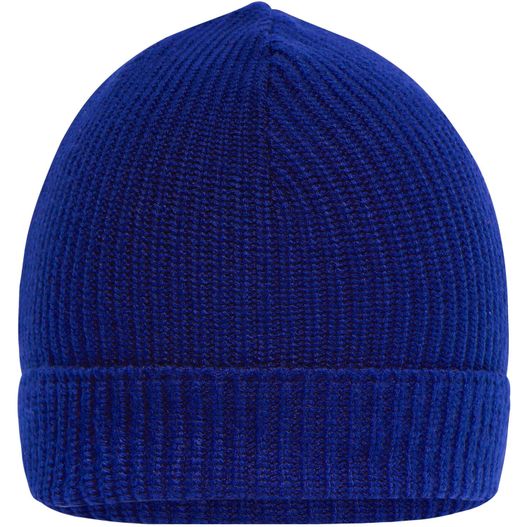 ein blauer hut auf weißem hintergrund Workwear Beanie - Strickmütze aus recyceltem Polyester (Bild 1)