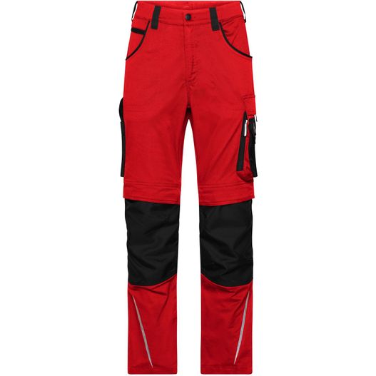 eine rote und schwarze arbeitshose mit reißverschlusstaschen Workwear Pants Slim Line - STRONG - - Spezialisierte Arbeitshose in schmalerer Schnittführung mit funktionellen Details (Bild 1)