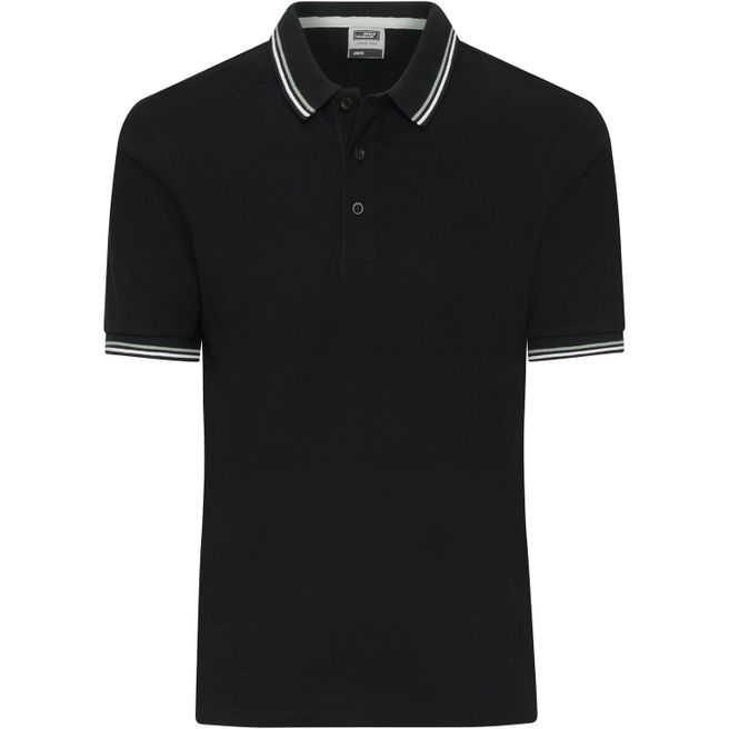 Men's Polo - Klassisches Polo mit Kontraststreifen an Kragen und Armbündchen in Piqué-Qualität