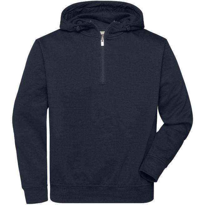 BIO Workwear-Half Zip Hoody - Sweatshirt mit Kapuze und Reißverschluss