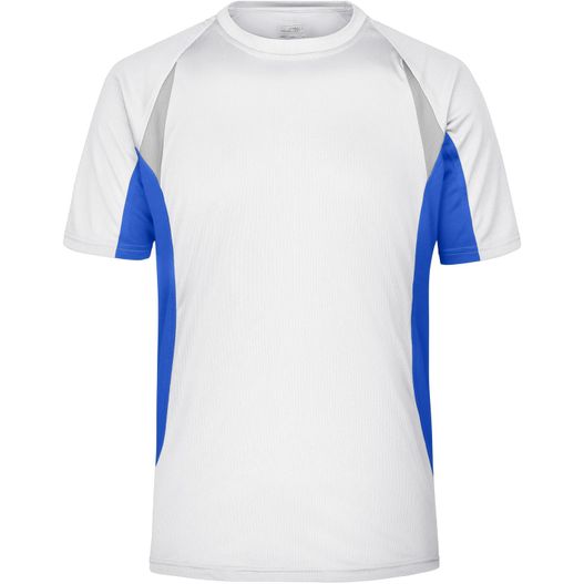 ein weißes und blaues hemd mit blauem und weißem design Men's Running-T - Atmungsaktives Laufshirt (Bild 1)