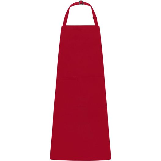 eine rote schürze mit einem langen hals und einer tasche Apron with Bib - Klassische Latzschürze (Bild 1)