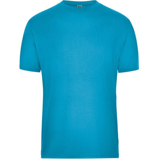 ein blaues t-shirt mit einem weißen logo auf der brust Men's BIO Workwear T-Shirt - Strapazierfähiges und pflegeleichtes T-Shirt (Bild 1)