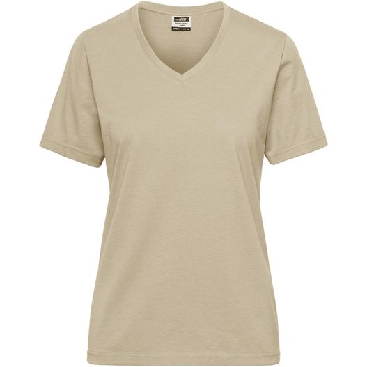 shirt für damen - shirt in beige Ladies' BIO Workwear T-Shirt - Strapazierfähiges und pflegeleichtes T-Shirt (Bild 1)