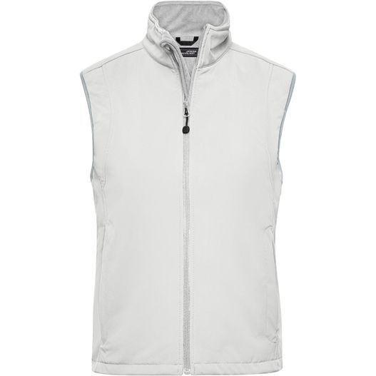 eine weiße weste mit einem reißverschlusskragen Ladies' Softshell Vest - Trendige Weste aus Softshell (Bild 1)