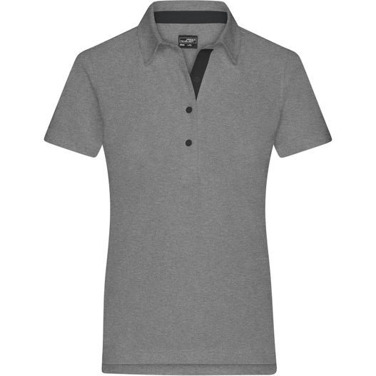 ein graues poloshirt mit schwarzem kragen Ladies' Plain Polo - Polo mit konfektioniertem Kragen (Bild 1)