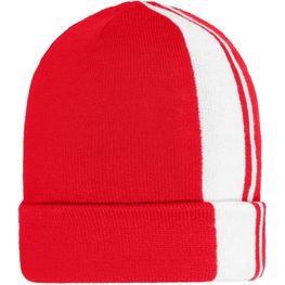 Winter Beanie - Klassische Strickmütze mit Kontraststreifen