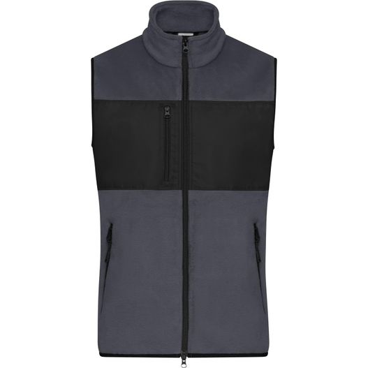 eine graue und schwarze weste mit reißverschluss Men's Fleece Vest - Fleeceweste im Materialmix (Bild 1)