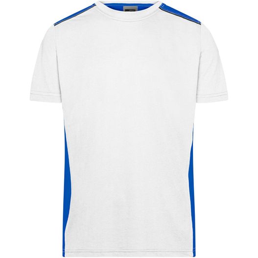 ein weißes t - shirt mit blauen beschneidungen Men's Workwear T-Shirt - COLOR - - Strapazierfähiges und pflegeleichtes T-Shirt mit Kontrasteinsätzen (Bild 1)