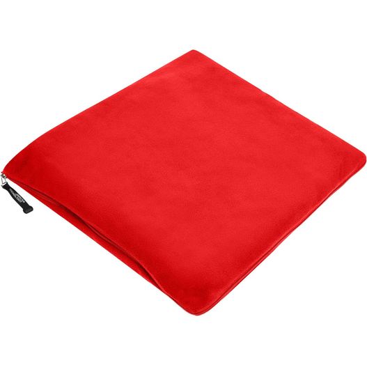 ein rotes quadratkissen mit einem reißverschluss Fleece Blanket - Multifunktions-Fleecedecke für Freizeit und Auto (Bild 1)