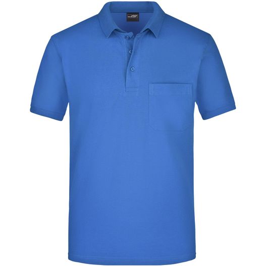 ein blaues poloshirt mit einer tasche Men's Polo Pocket - Klassisches Poloshirt mit Brusttasche (Bild 1)