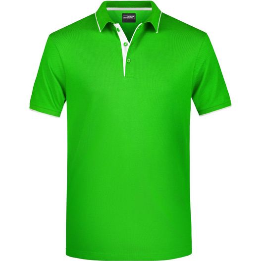 ein grünes poloshirt mit weißem kragen Men's Polo Stripe - Klassisches Polo mit Kontraststreifen (Bild 1)
