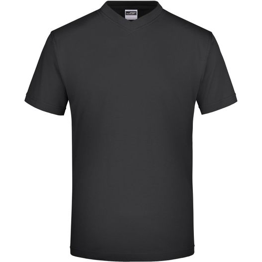 ein schwarzer t - shirt mit v-hals V-T Medium - Komfort-V-Neck-T aus Single Jersey (Bild 1)
