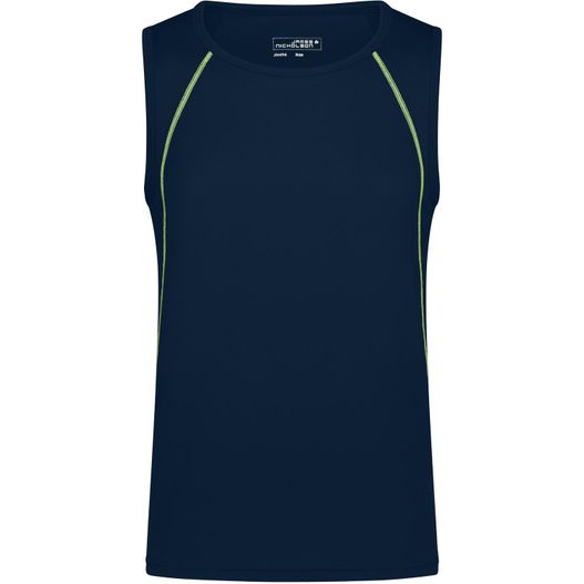 ein navy tank top mit neon grün trim Men's Sports Tanktop - Funktionstop für Fitness und Sport (Bild 1)