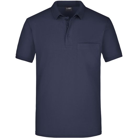 ein navy poloshirt mit einer tasche Men's Polo Pocket - Klassisches Poloshirt mit Brusttasche (Bild 1)