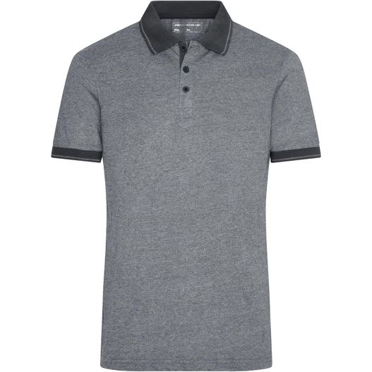 ein graues poloshirt mit schwarzem trimm Men's Heather Polo - Melange Polo mit modischen Details (Bild 1)