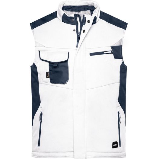 eine weiße weste mit navy details Craftsmen Softshell Vest - STRONG - - Professionelle Softshellweste mit warmem Innenfutter (Bild 1)
