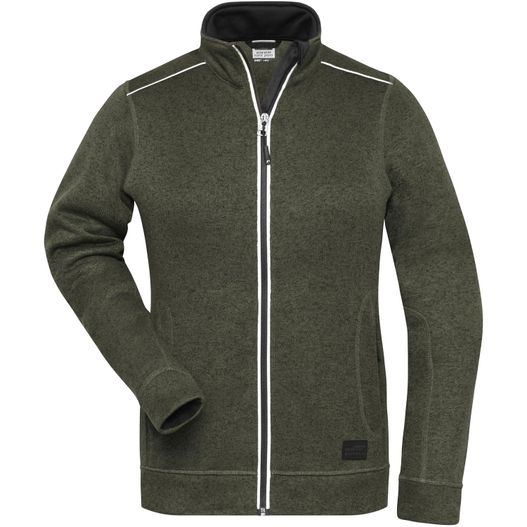 eine grüne jacke mit reißverschluss vorne Ladies' Knitted Workwear Fleece Jacket - SOLID - - Pflegeleichte Strickfleece-Jacke (Bild 1)